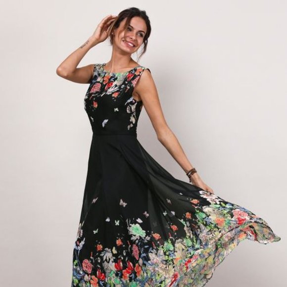 Floryday Dresses & Skirts - Floryday Elegant Floral Sashed Midi NWT $90 Large